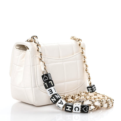 Chanel Lambskin Resin Crystal Square Quilted Monacoco Mini Square Flap White 3 of 9