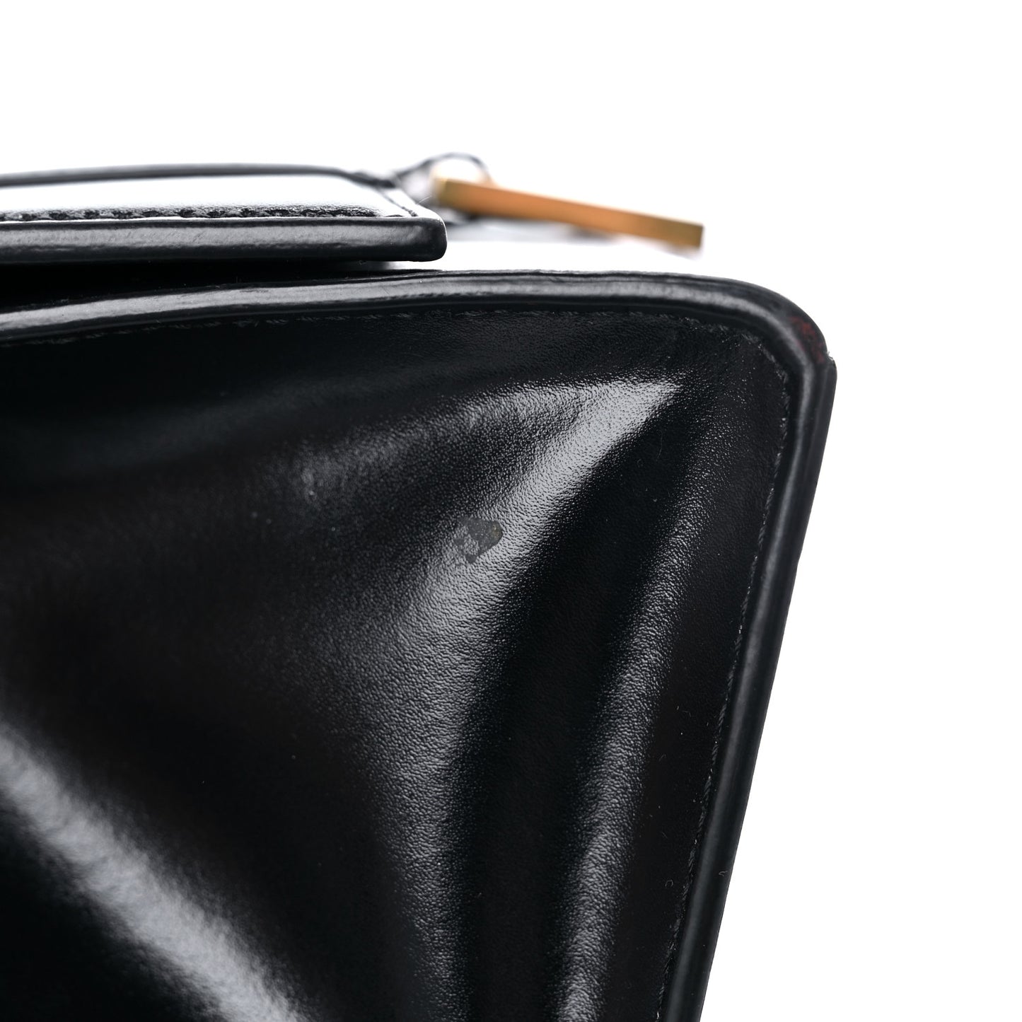 Shiny Box Calfskin Small Hourglass Top Handle Bag Black