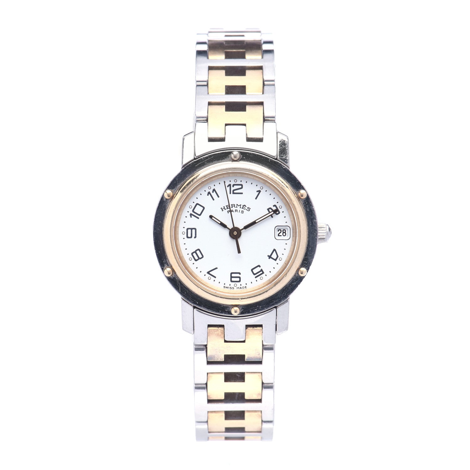 Hermes Stainless Steel 24mm Clipper Quartz Watch Gold 1 of 5