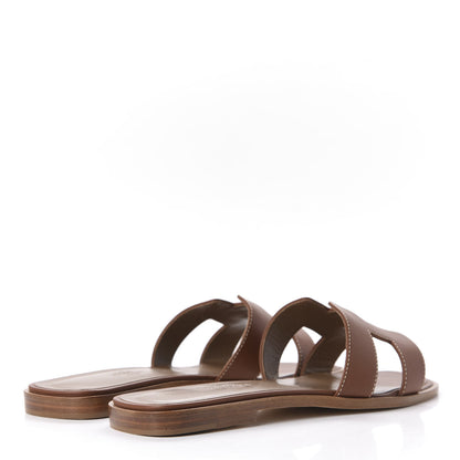 Hermes Box Calfskin Oran Sandals 39 Gold 4 of 10