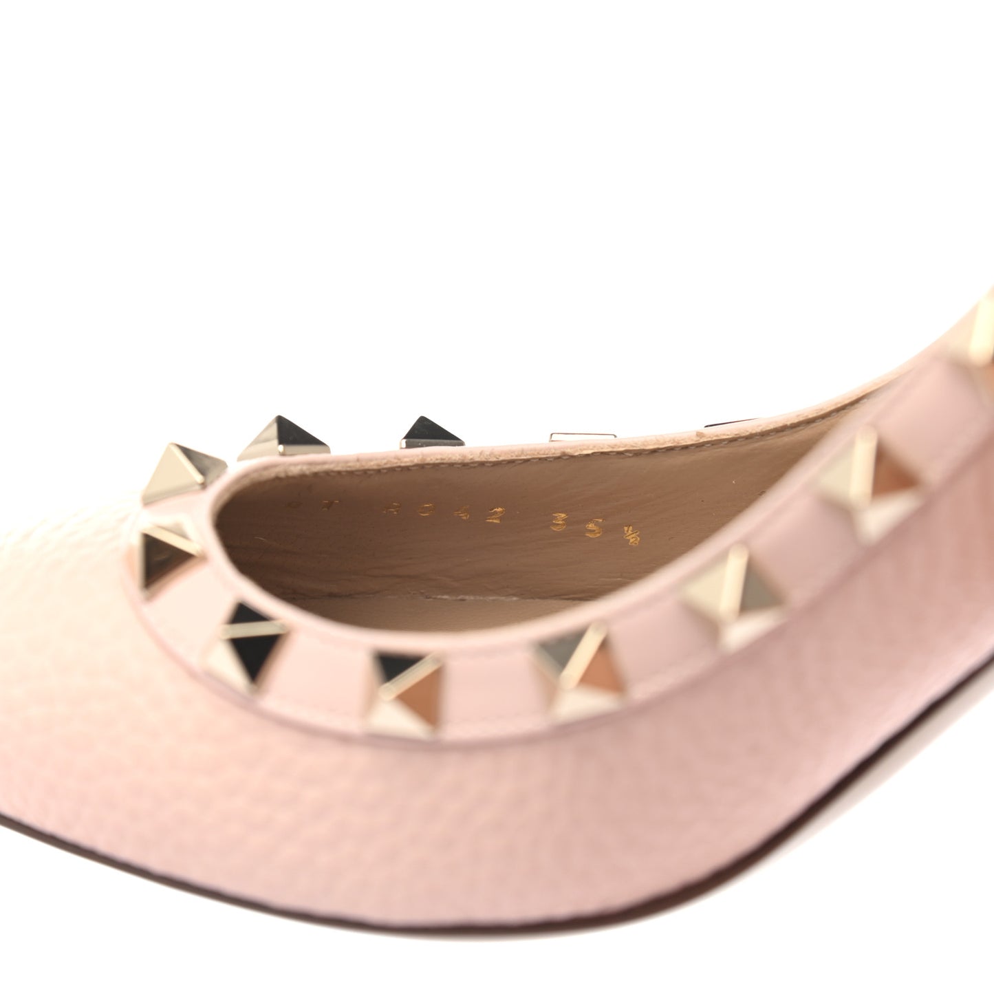 Pebbled Calfskin Rockstud 85mm Pumps 35.5 Rose Quartz