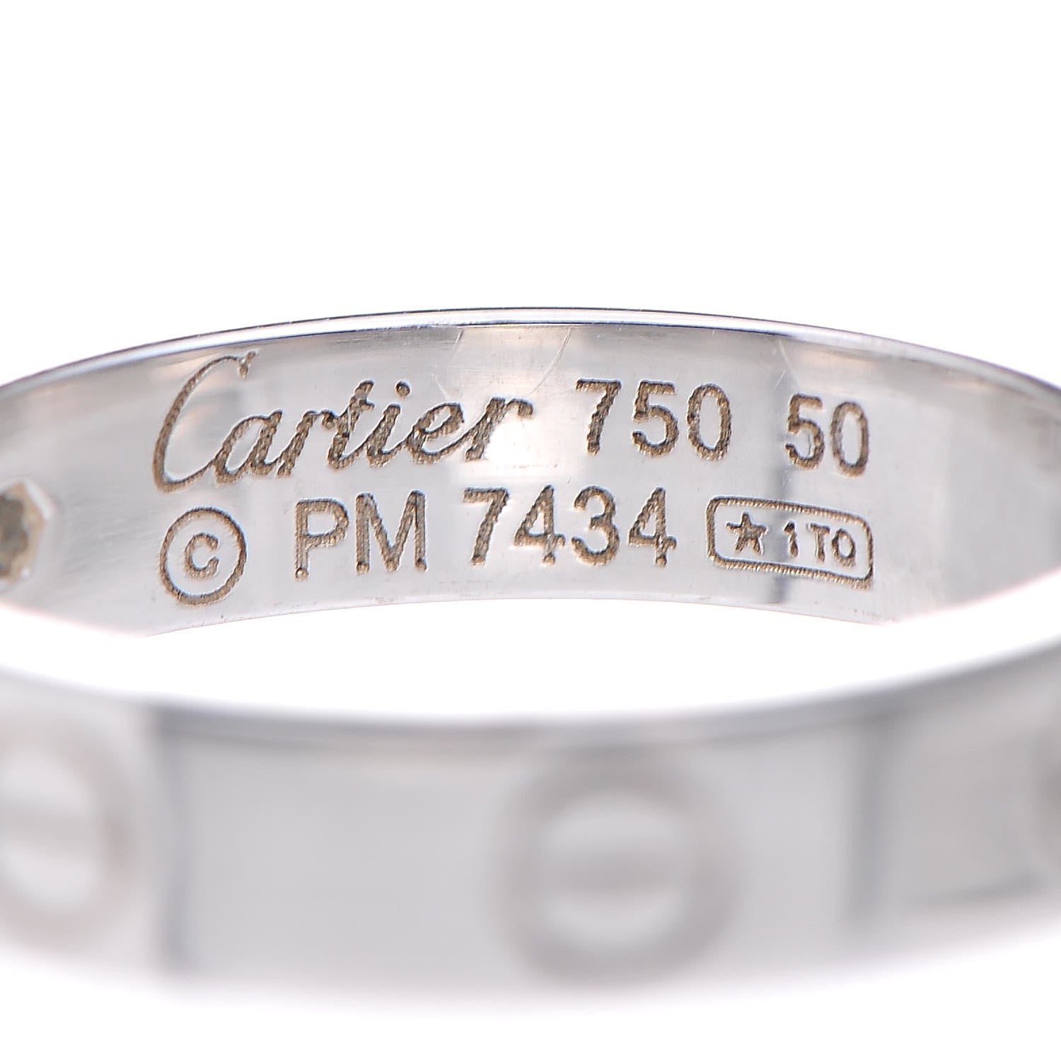 Cartier 18K White Gold Diamond 4mm LOVE Wedding Band Ring 50 5.25 4 of 5