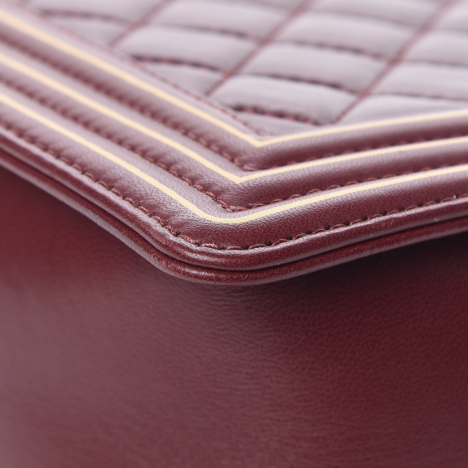 Chanel Lambskin Quilted Medium Boy Studded Handle Flap Burgundy Gold 13 of 26