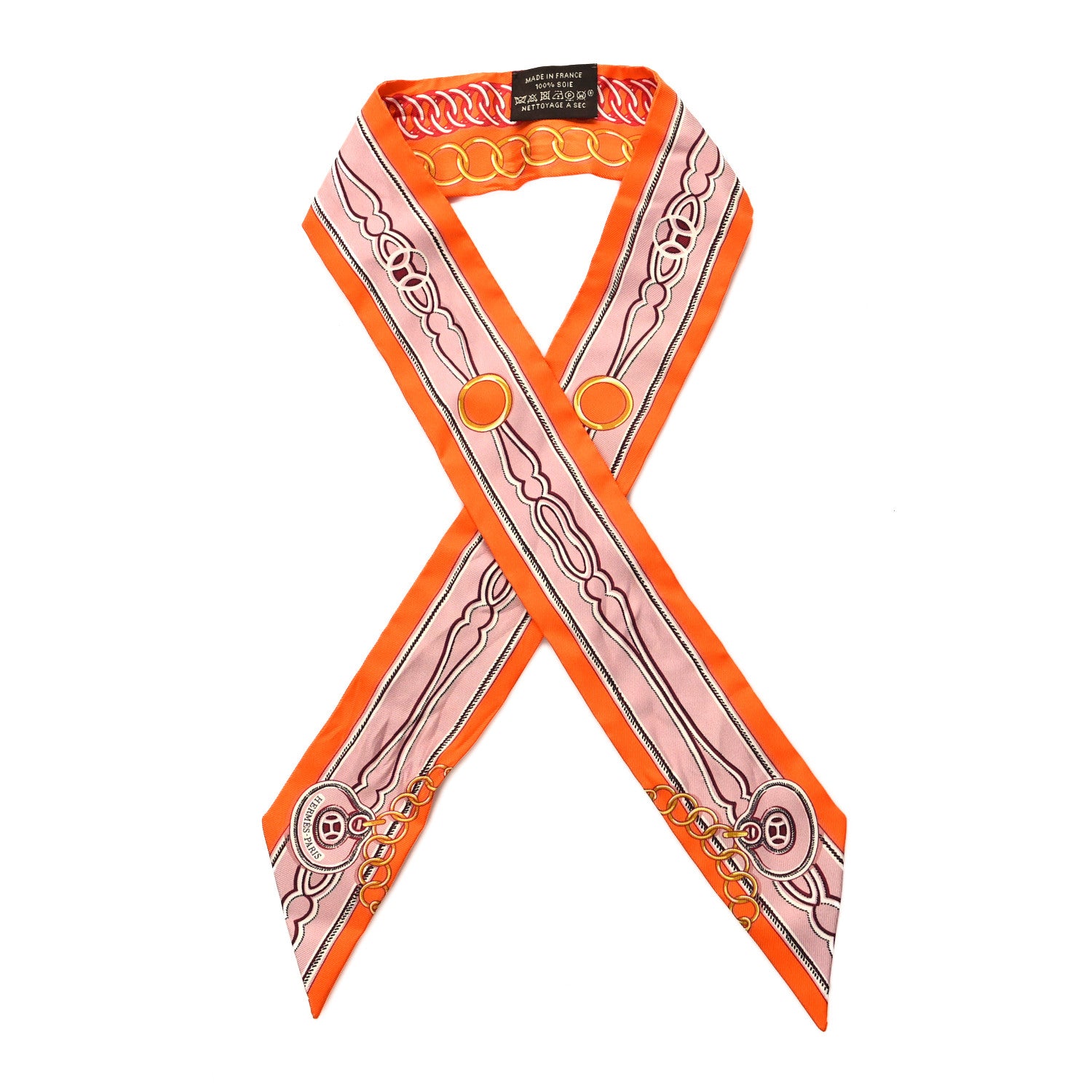 Hermes Silk Maillons Twilly Orange Vieux Rose Gold 1 of 3