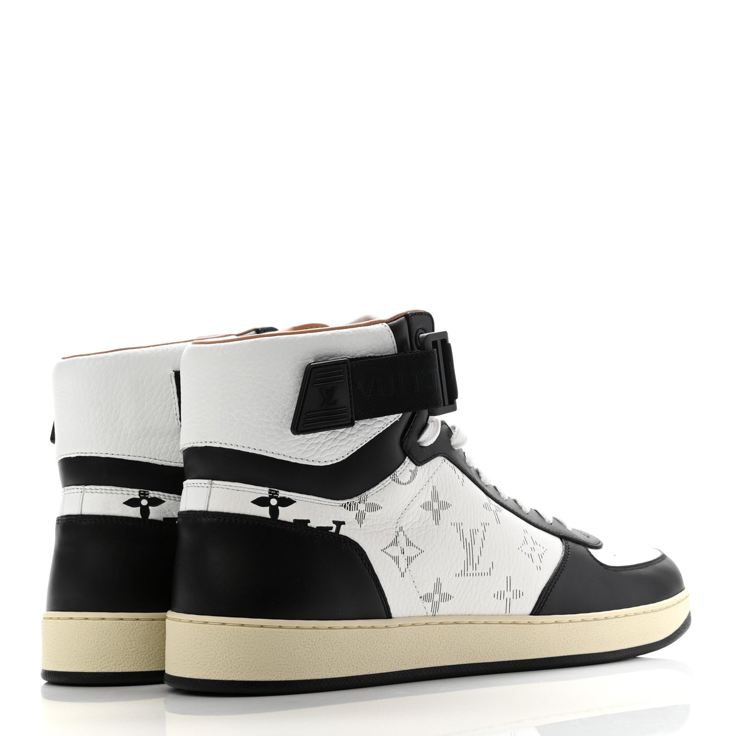 Calfskin Monogram Mens Rivoli High Top Sneakers 9 Black