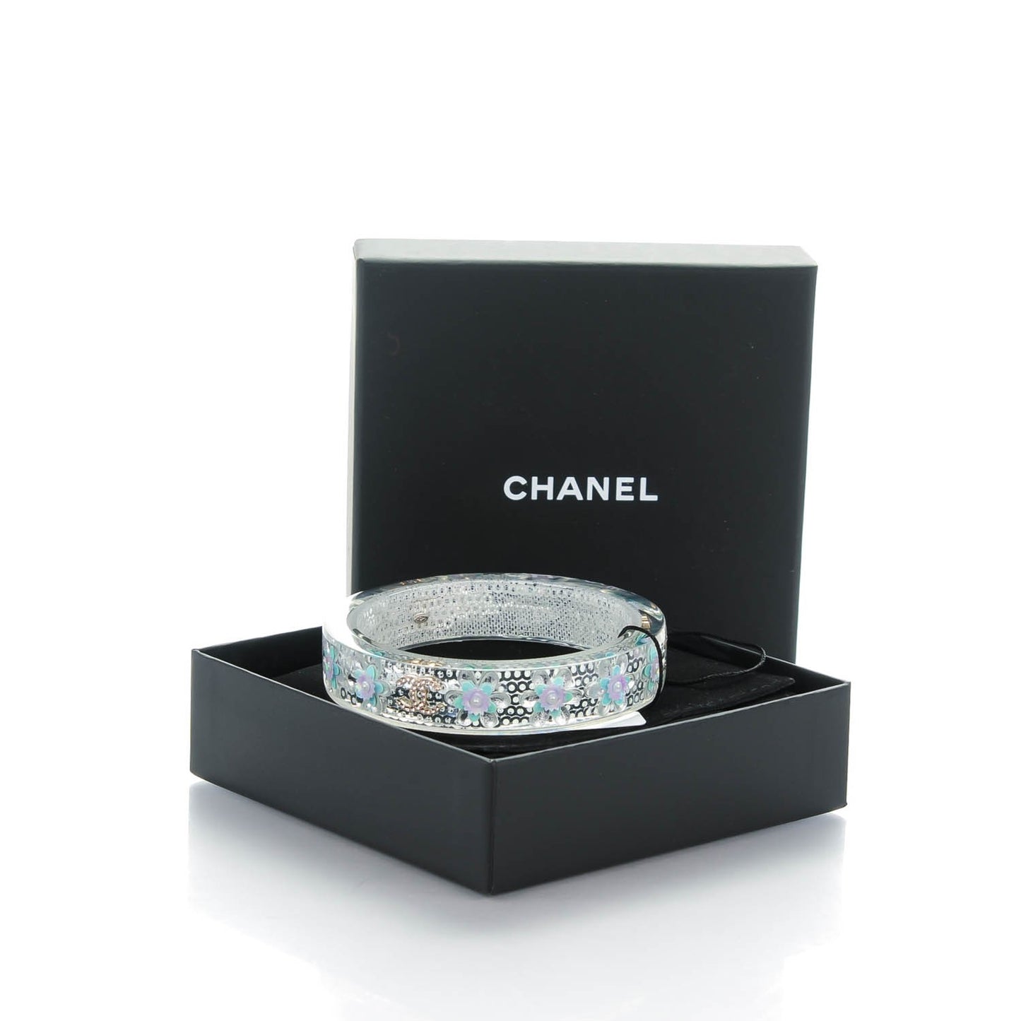 Lucite Crystal Sequin Flower CC Cuff Multicolor