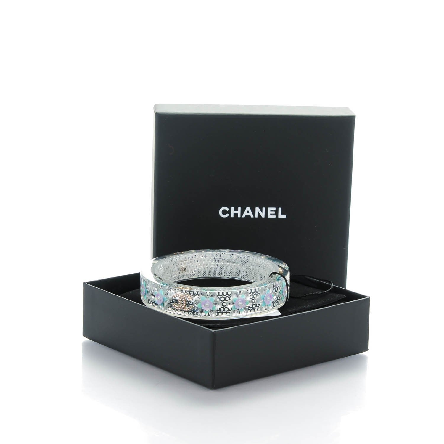 Chanel Lucite Crystal Sequin Flower CC Cuff Multicolor 5 of 5