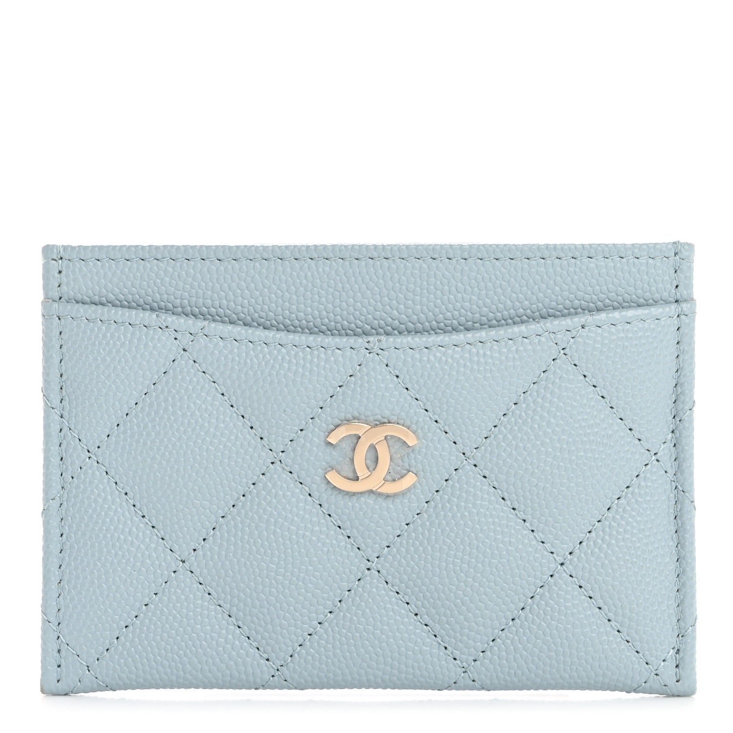 Chanel Caviar Quilted Card Holder Light Blue 1 of 12