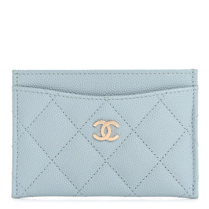 Chanel Caviar Quilted Card Holder Light Blue 1 of 12