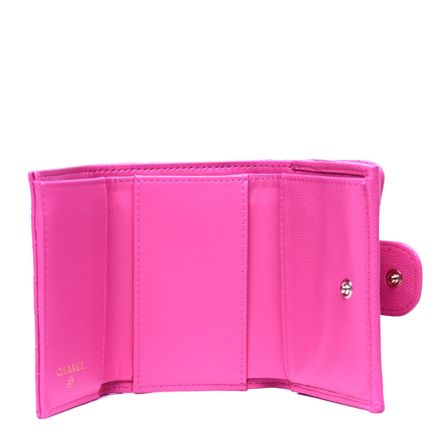 Caviar Quilted Small Double Flap Card Holder Pink