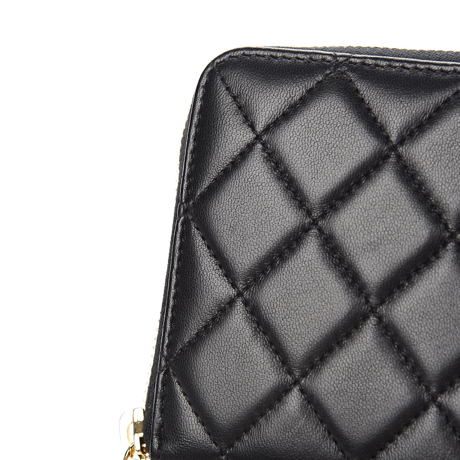 Chanel Lambskin Quilted Large Gusset Zip Around Wallet Black 9 of 13