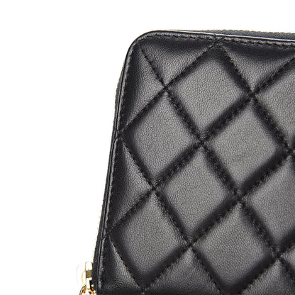 Chanel Lambskin Quilted Large Gusset Zip Around Wallet Black 9 of 13