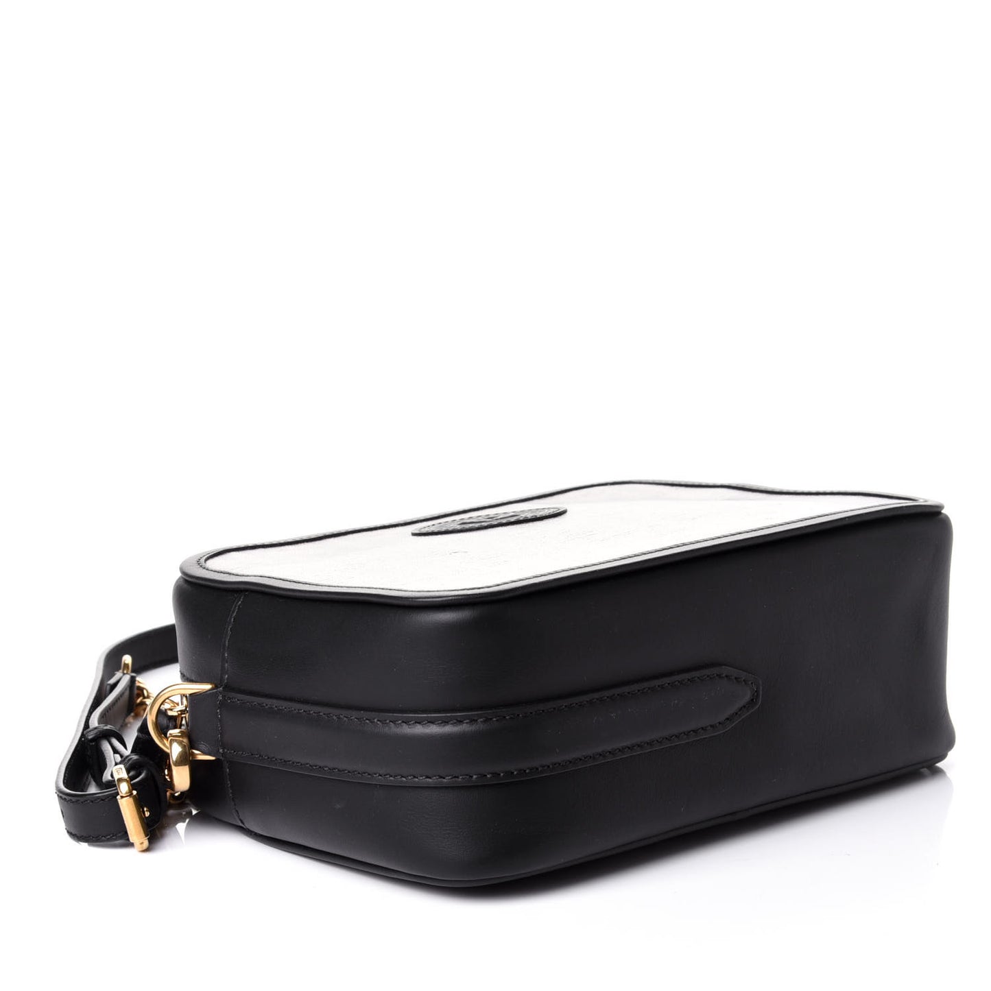 Glazed Fabric Vitello Century FF 1974 Stamp Patch Camera Case Mogano Panna Black