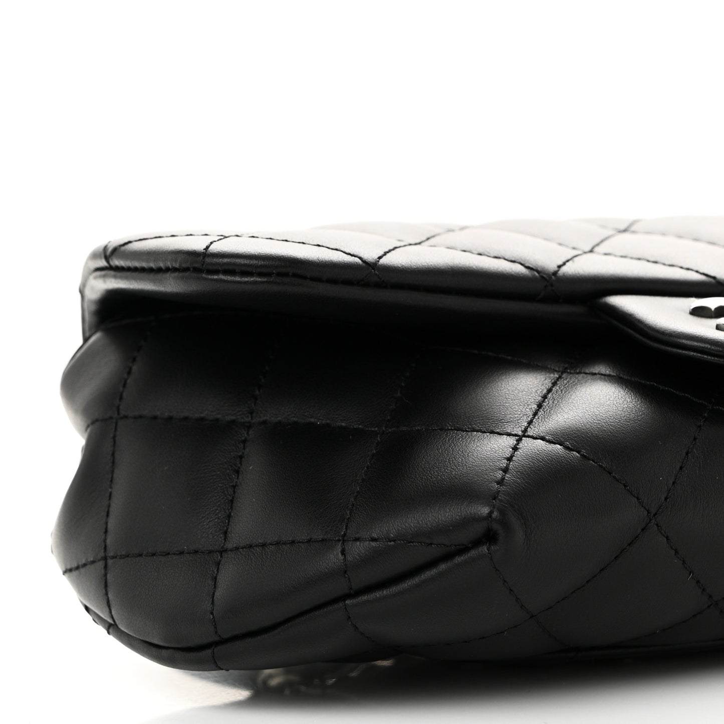 Calfskin Quilted CC Uniform Flap Belt Bag Black