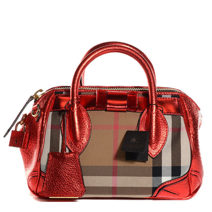 Burberry Prorsum House Check Calfskin Small Blaze Satchel Metallic Cadmium Red 1 of 11