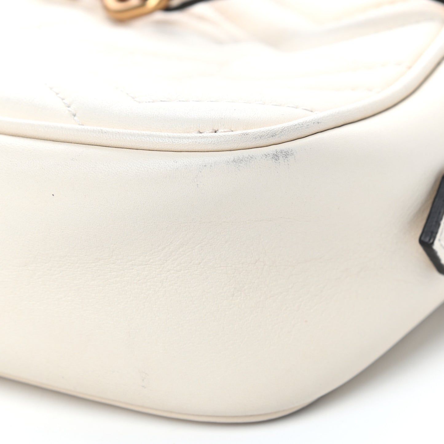 Calfskin Matelasse Mini GG Marmont Chain Shoulder Bag White