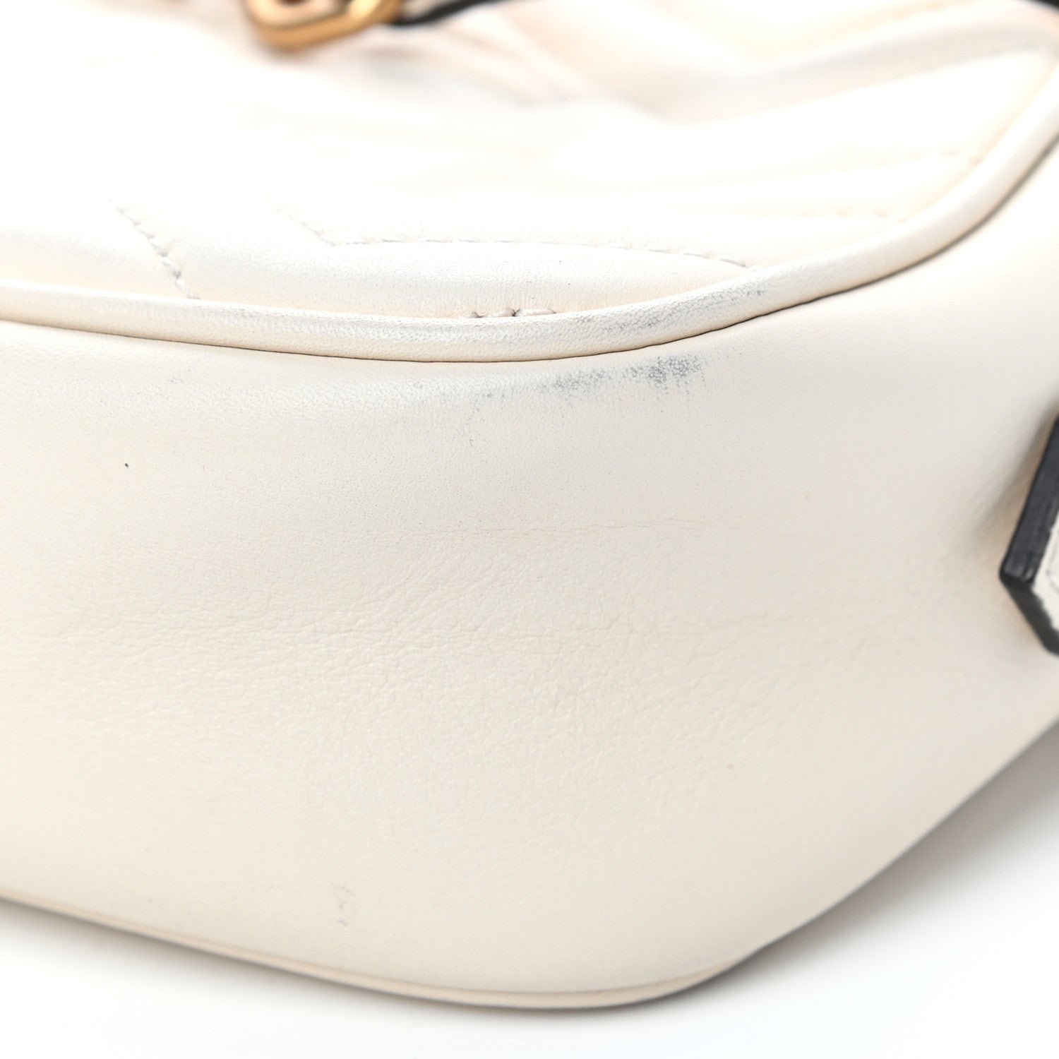 Gucci Calfskin Matelasse Mini GG Marmont Chain Shoulder Bag White 11 of 12