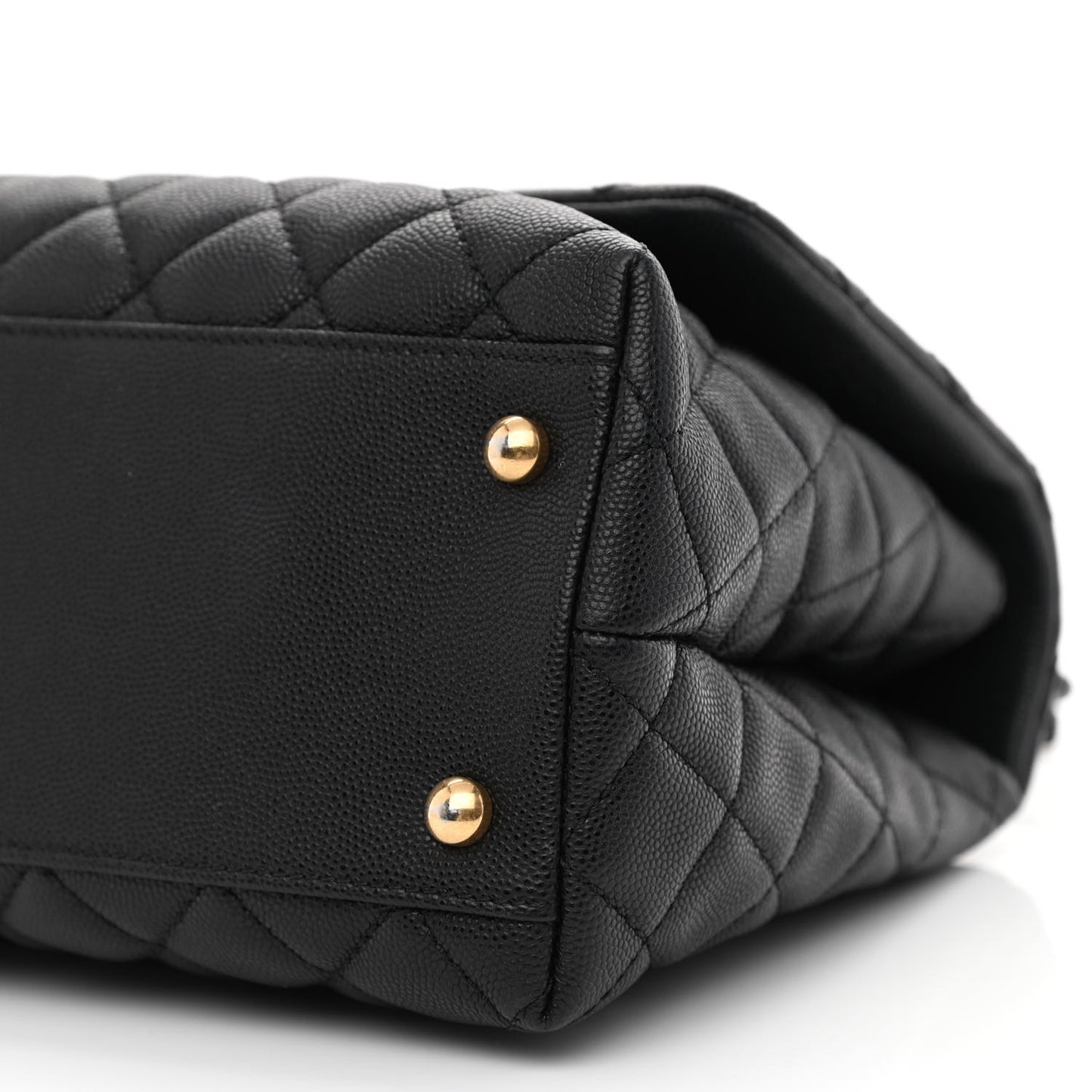 Caviar Lizard Quilted Small Coco Handle Flap Black