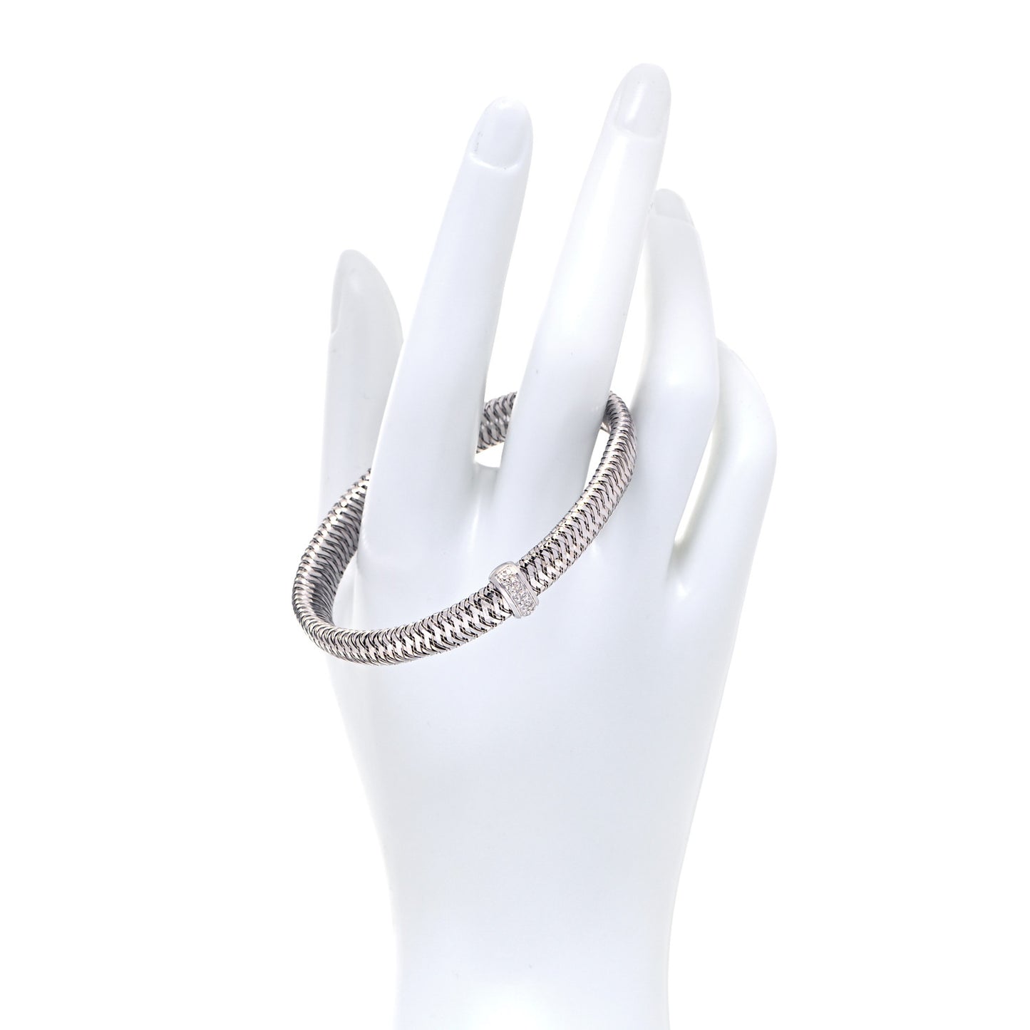 18K White Gold Diamond Medium Primavera Bangle Bracelet
