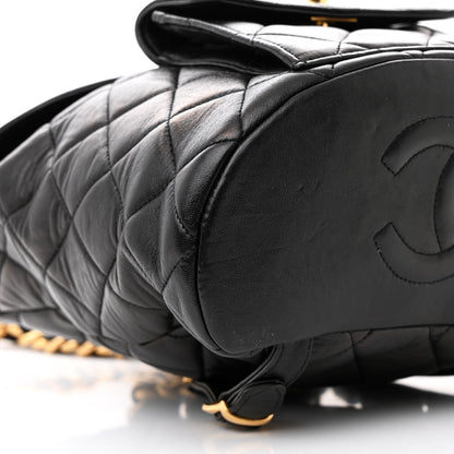 Chanel Lambskin Quilted Drawstring Backpack Black 10 of 13