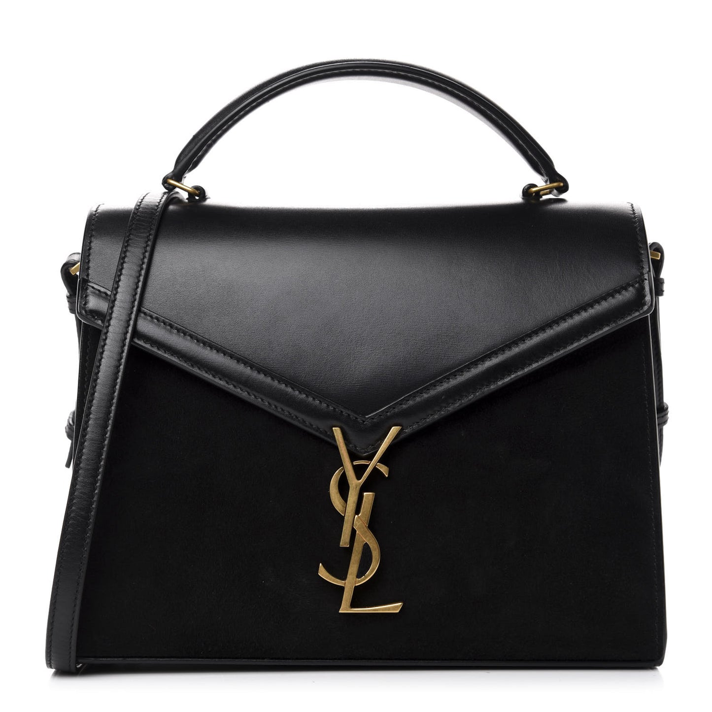 Kid Scamosciato Smooth Calfskin Medium Classic Monogram Cassandra Top Handle Black Rouge Legion