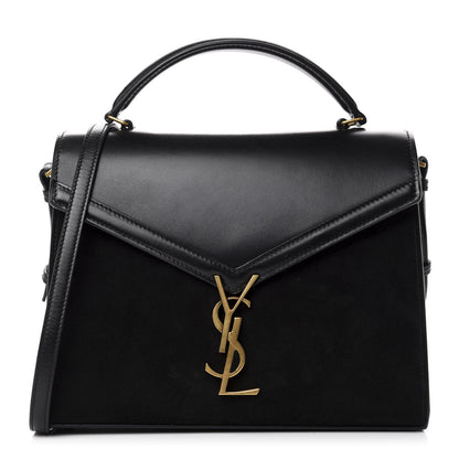 Saint Laurent Kid Scamosciato Smooth Calfskin Medium Classic Monogram Cassandra Top Handle Black Rouge Legion 1 of 9