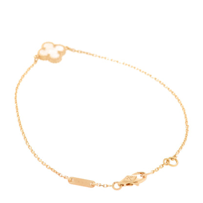 Van Cleef & Arpels 18K Yellow Gold Mother of Pearl Sweet Alhambra Bracelet 3 of 6