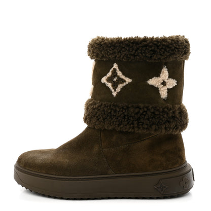 Louis Vuitton Suede Calfskin Shearling Snowdrop Flat Ankle Boots 38 1 of 15