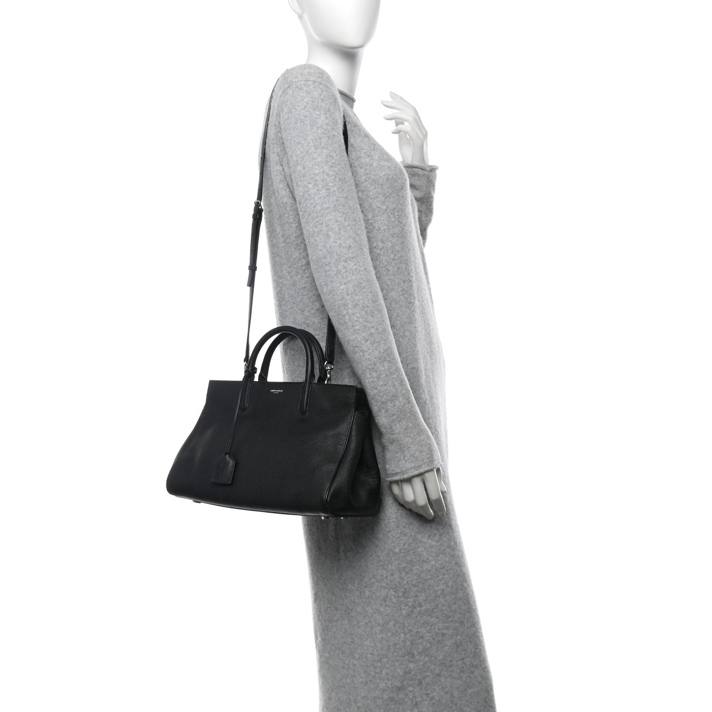 Grained Calfskin Small Cabas Rive Gauche Black