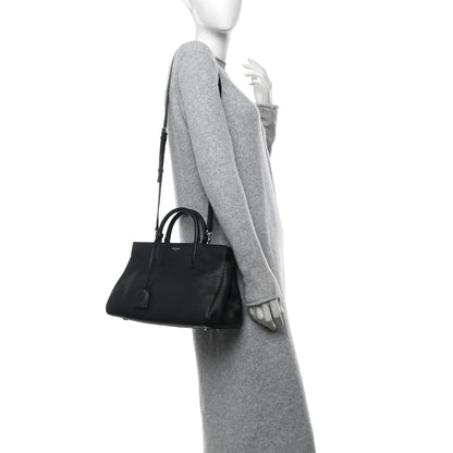 Saint Laurent Grained Calfskin Small Cabas Rive Gauche Black 2 of 12