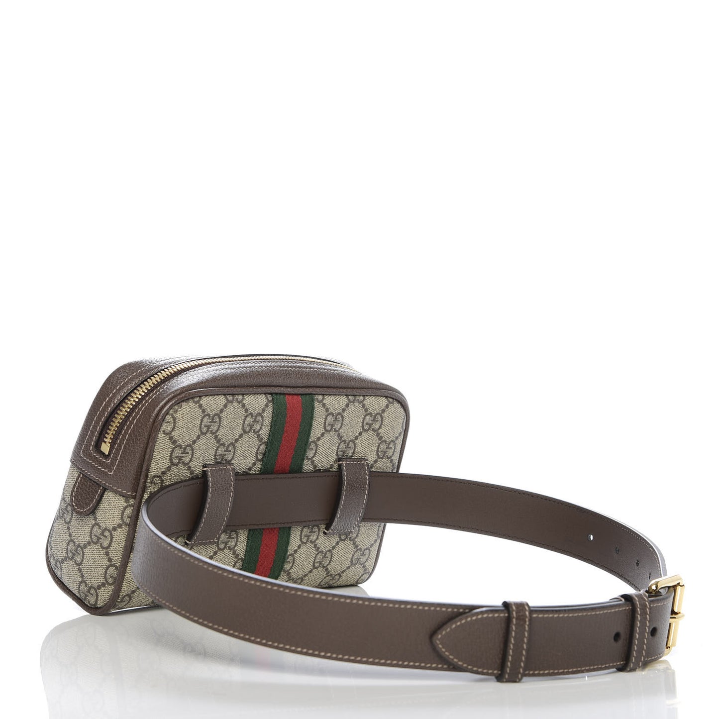 GG Supreme Monogram Web Small Ophidia Belt Bag 75 30 Dark Brown
