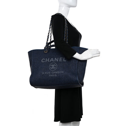 Chanel Woven Straw Raffia Medium Deauville Tote Navy 2 of 12