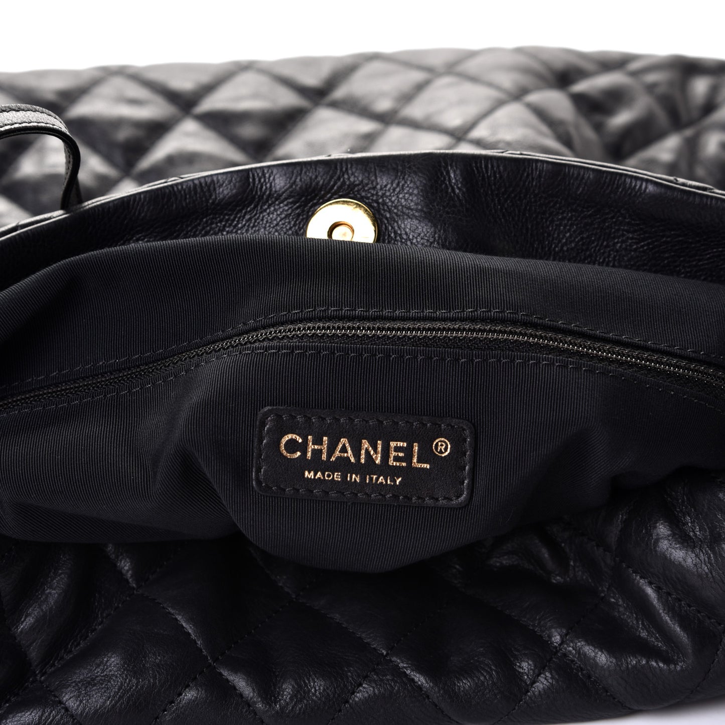 Calfskin Quilted Large Chain Me Hobo Black