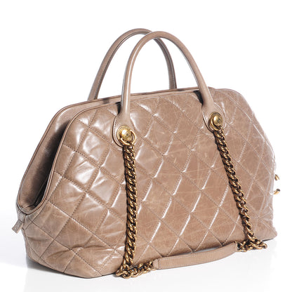 Chanel Calfskin Quilted Castle Rock Bowling Bag Grey 3 of 8