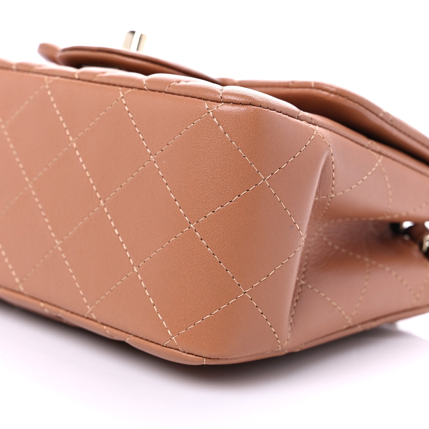Lambskin Quilted Mini Square Flap Brown