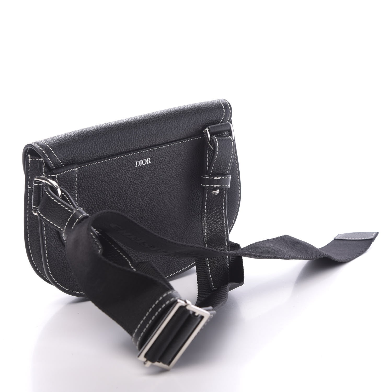 Christian Dior X KAWS Grained Calfskin Saddle Pouch Black 3 of 9