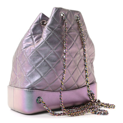 Chanel Iridescent Lambskin Calfskin Quilted Gabrielle Backpack Light Purple 3 of 10