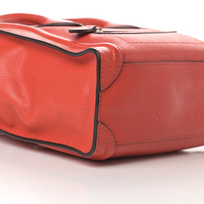 Celine Drummed Calfskin Nano Luggage Coquelicot 9 of 18