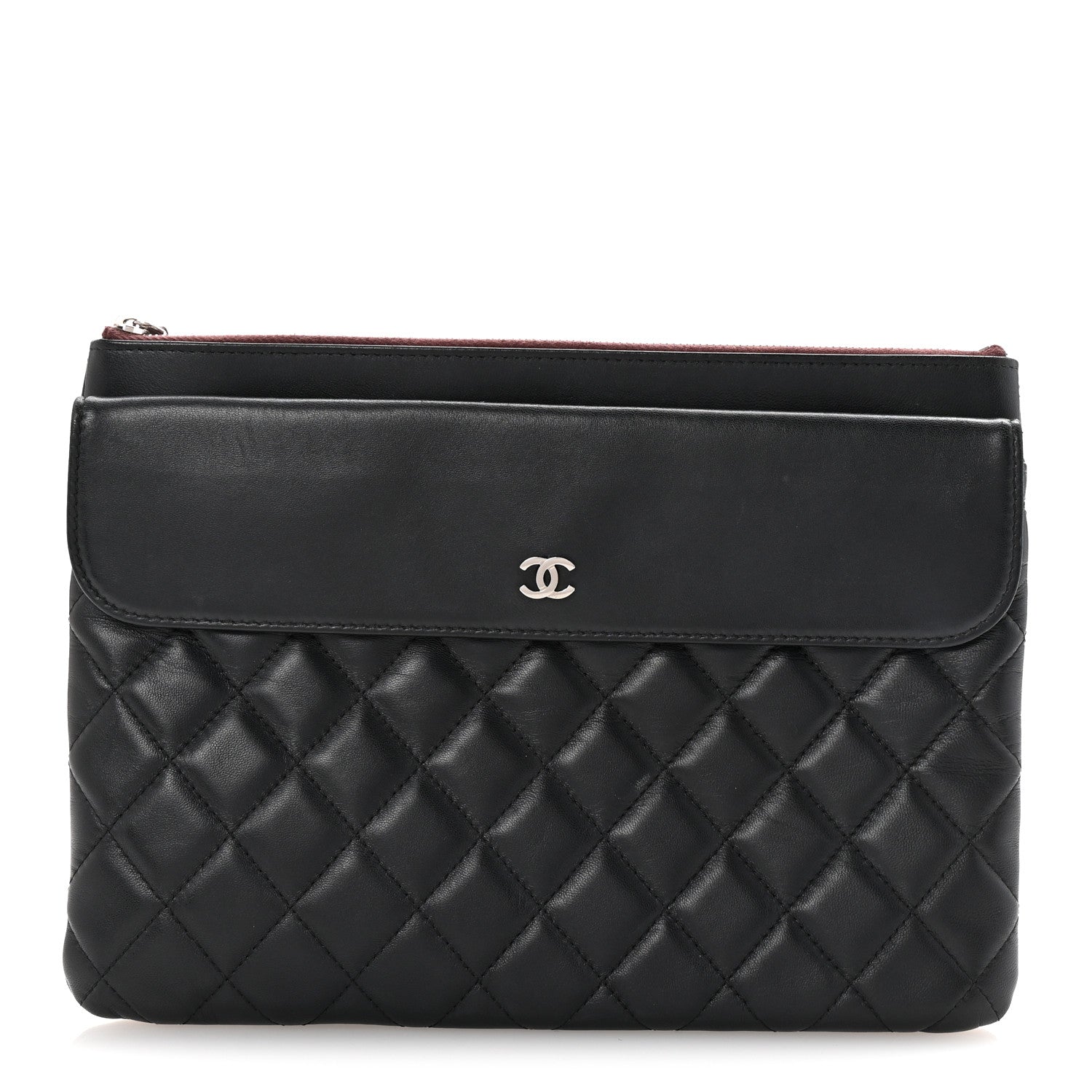 Chanel Lambskin Quilted Medium Flap Cosmetic Case Black 1735616 ...