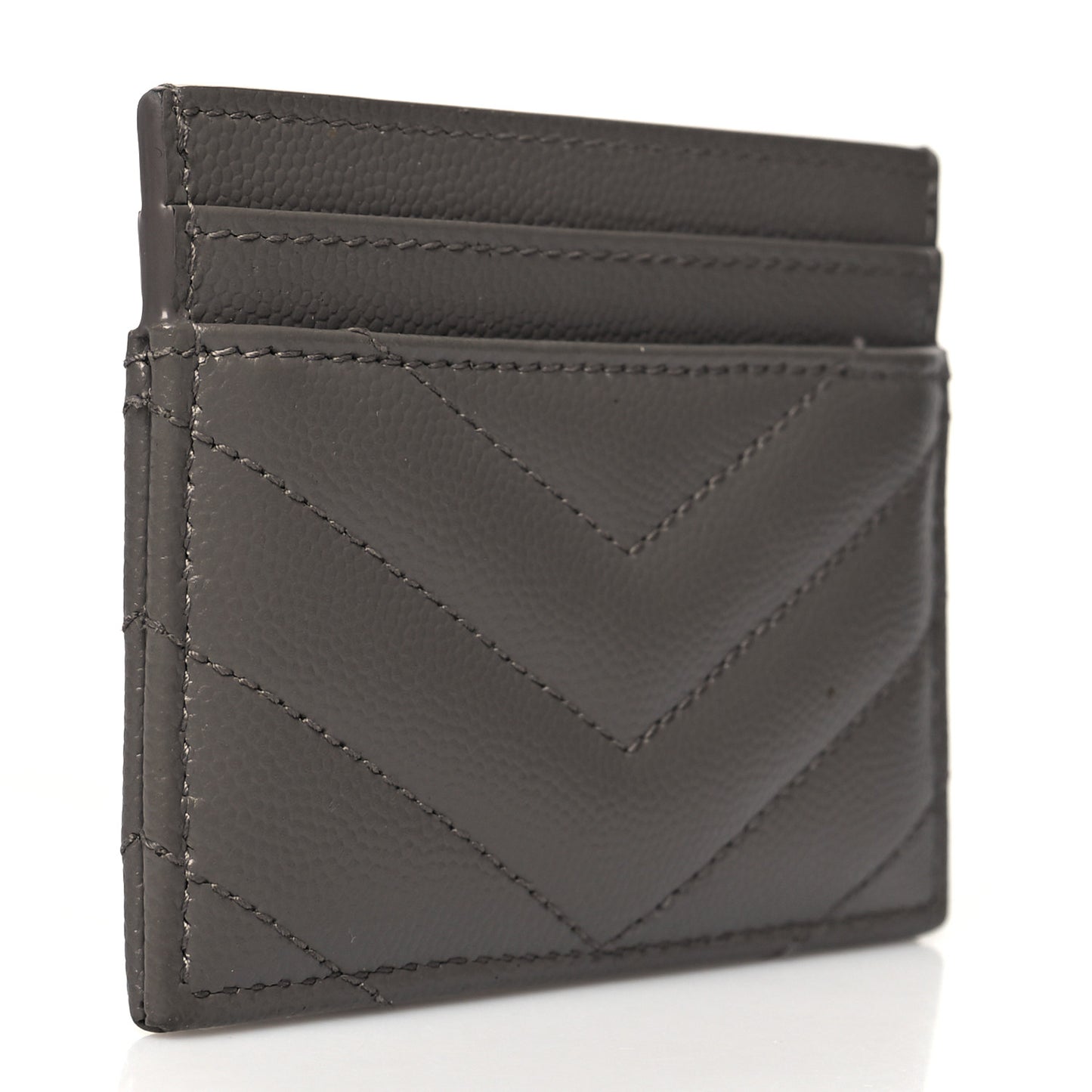Grain De Poudre Matelasse Chevron Monogram Credit Card Case Fog