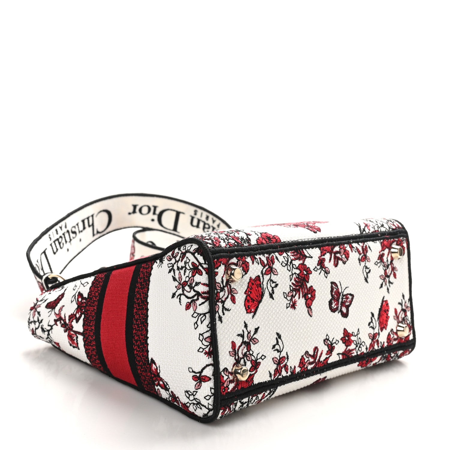 Christian Dior Canvas Le Coeur En Fleurs Embroidered Medium Lady D-Lite White Multicolor 4 of 9