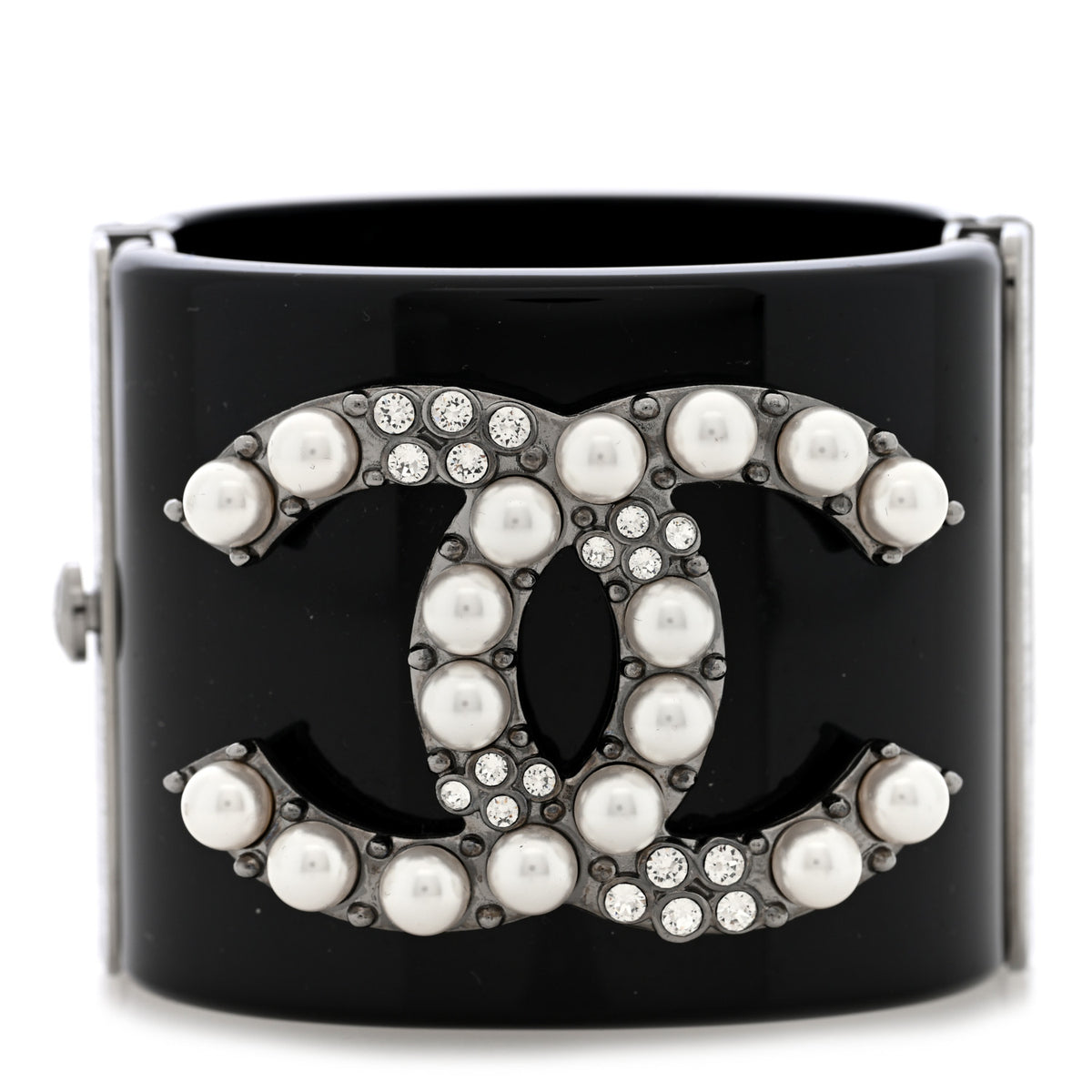 Resin Crystal Pearl CC Cuff Black