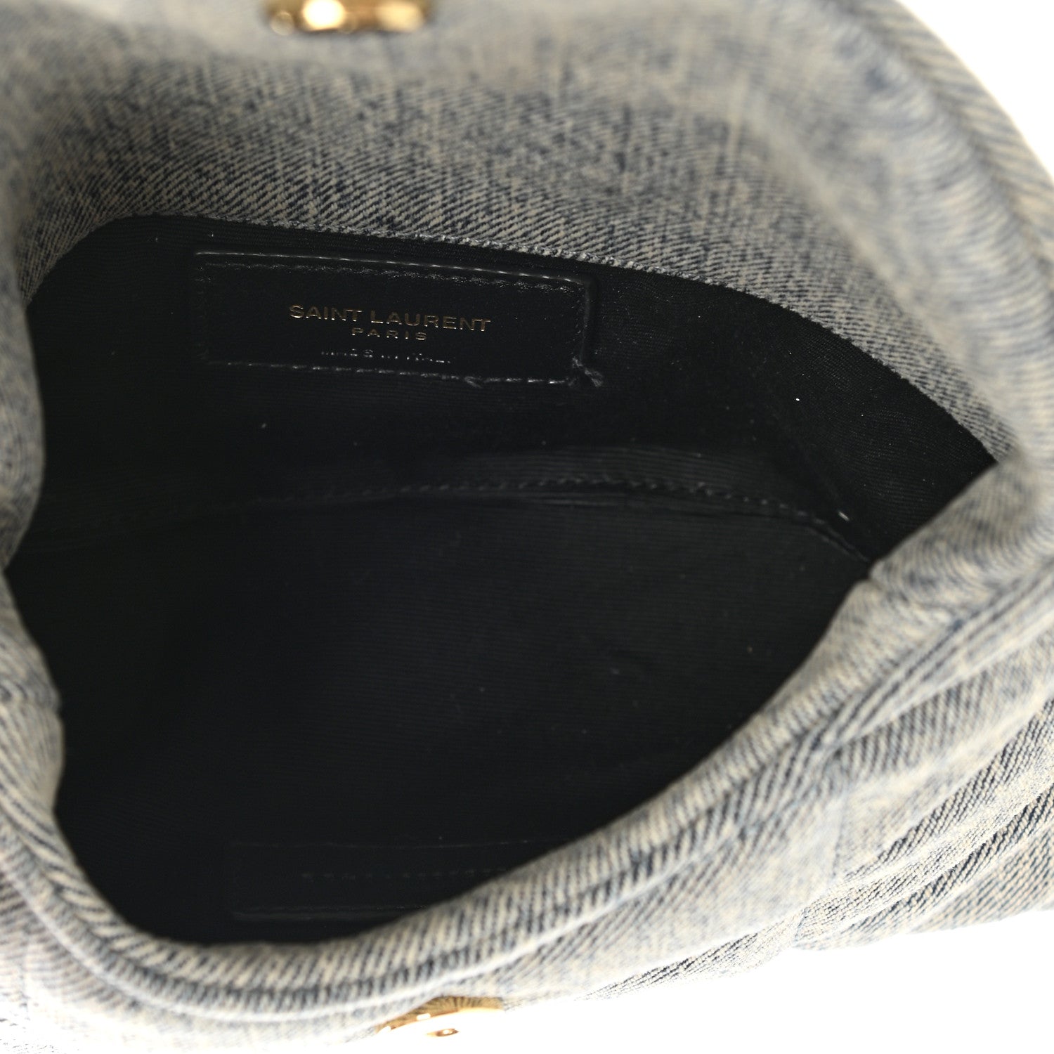 Saint Laurent Denim Quilted Monogram Loulou Puffer Pouch Clutch Blue Gray Light Azur 6 of 8