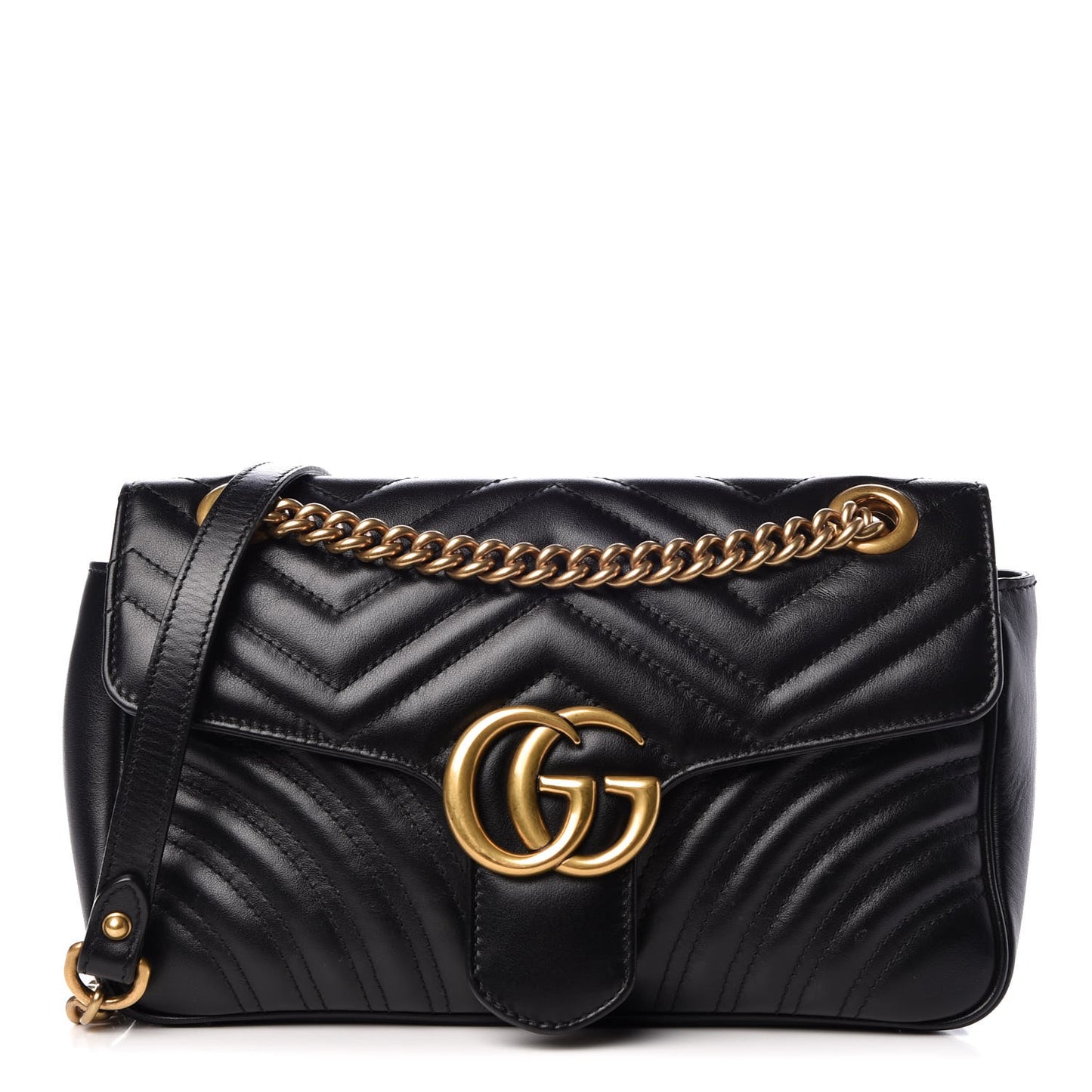 Calfskin Matelasse Small GG Marmont Shoulder Bag Black