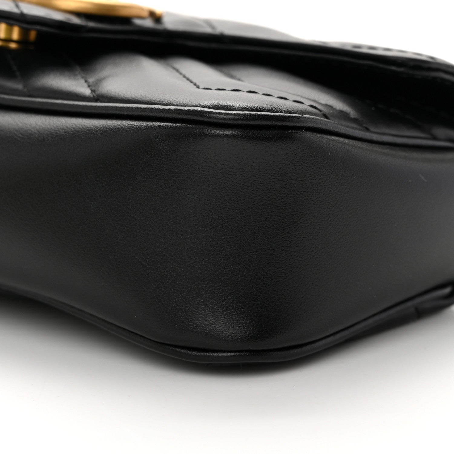 Gucci Calfskin Matelasse Super Mini GG Marmont Shoulder Bag Black 9 of 11