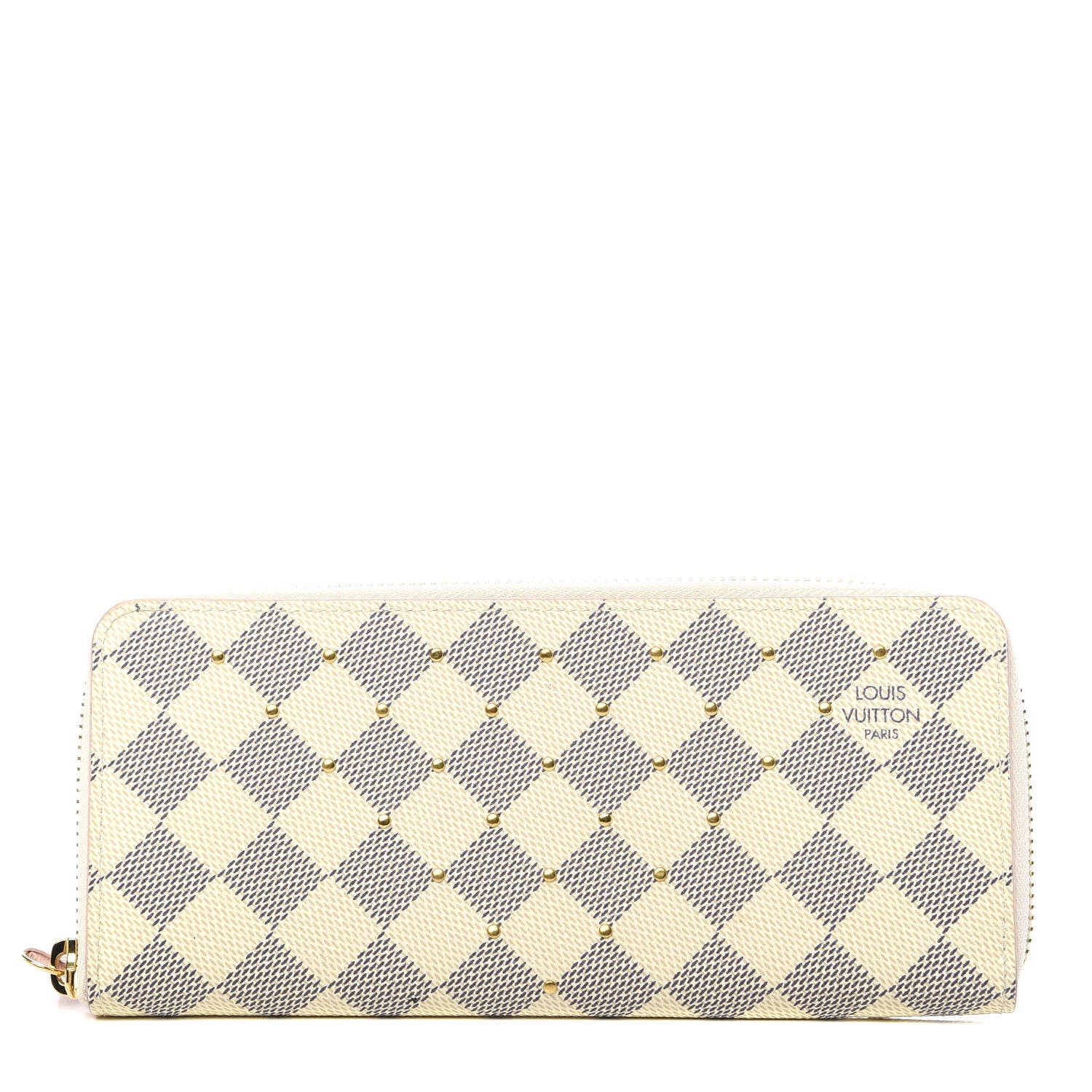 Louis Vuitton Damier Azur Studded Clemence Wallet Rose Ballerine 1 of 7