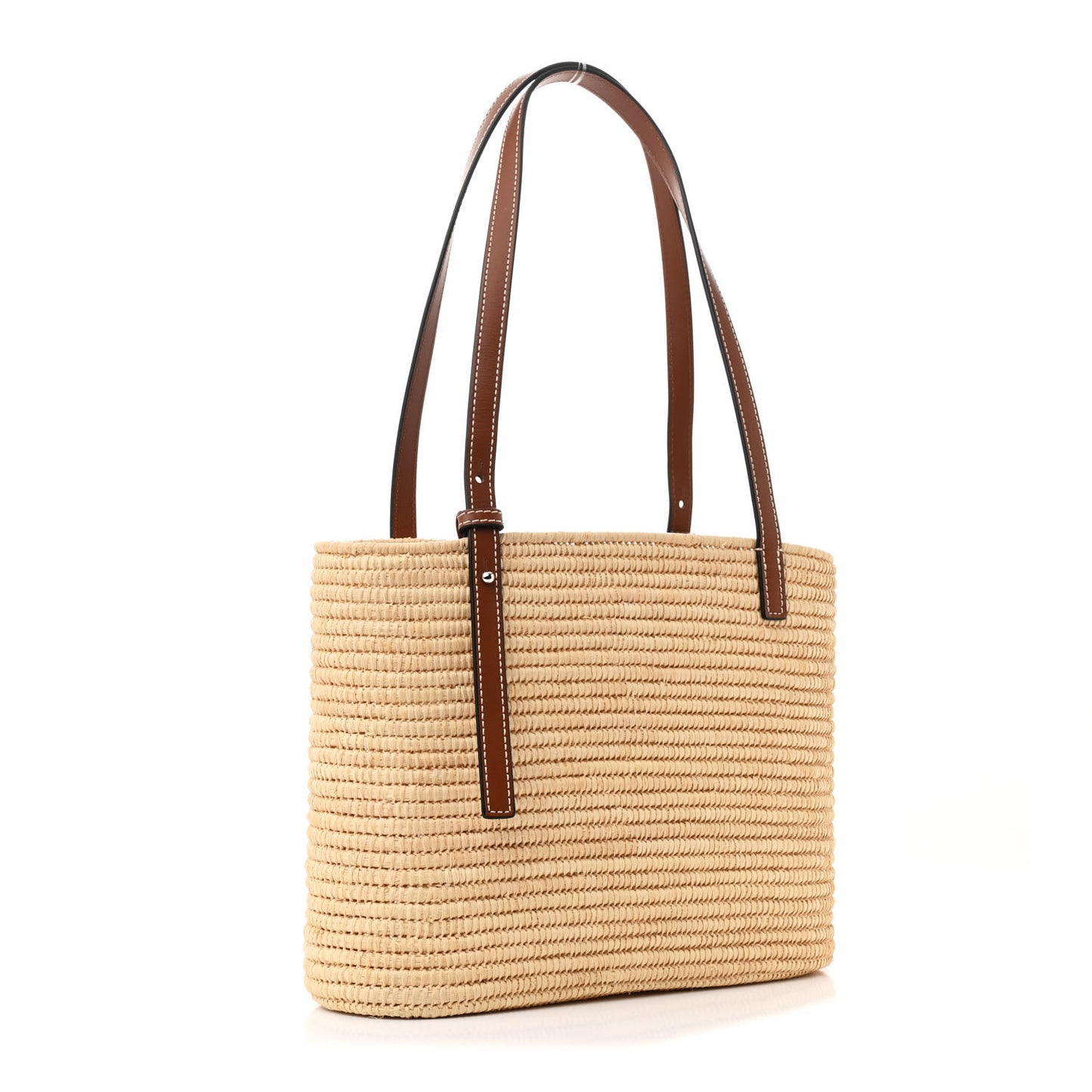 Raffia Small Square Basket Tote Bag Natural Tan