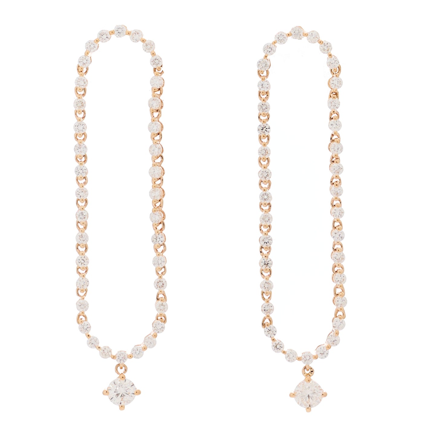 18K Rose Gold Diamond Loop Earrings