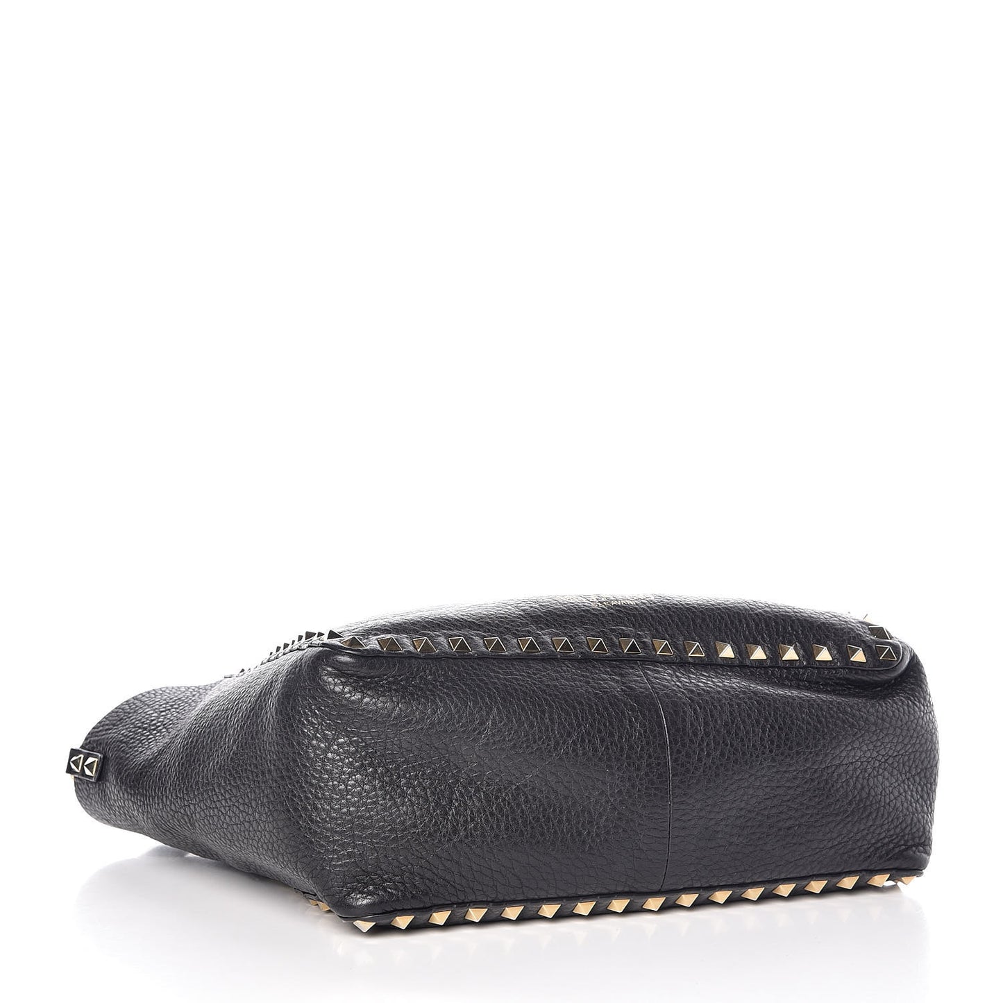 Pebbled Calfskin Small Rockstud Reversible Tote Black Light Cuir