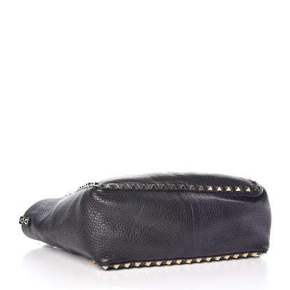 Valentino Garavani Pebbled Calfskin Small Rockstud Reversible Tote Black Light Cuir 6 of 13